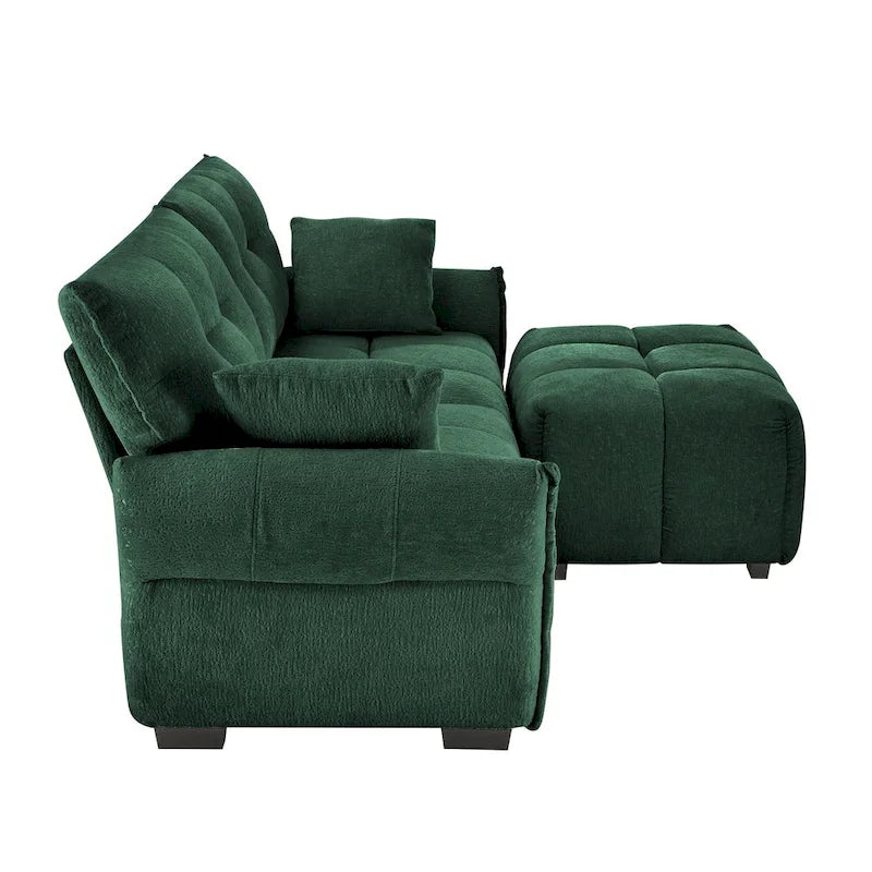 Canapé 2 places en chenille 78,7 avec ottoman, design minimaliste et coussins haute résilience