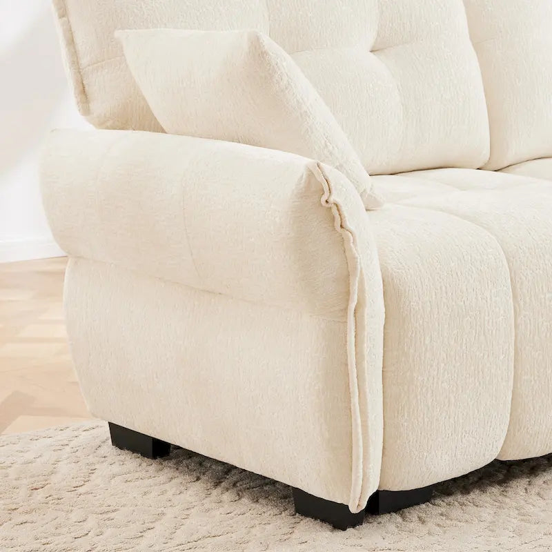 Canapé 2 places en chenille 78,7 avec ottoman, design minimaliste et coussins haute résilience