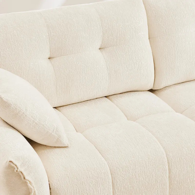 Canapé 2 places en chenille 78,7 avec ottoman, design minimaliste et coussins haute résilience
