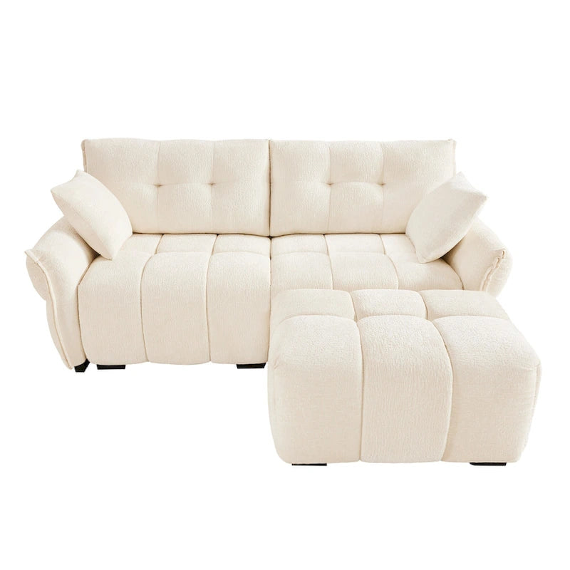 Canapé 2 places en chenille 78,7 avec ottoman, design minimaliste et coussins haute résilience