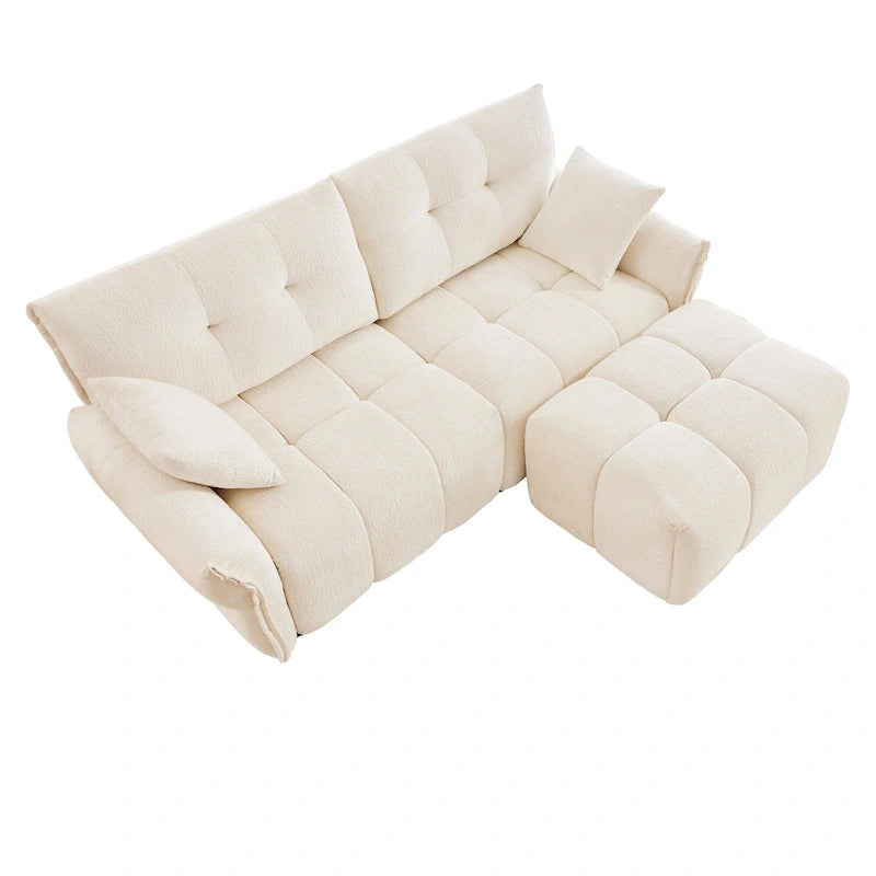 Canapé 2 places en chenille 78,7 avec ottoman, design minimaliste et coussins haute résilience