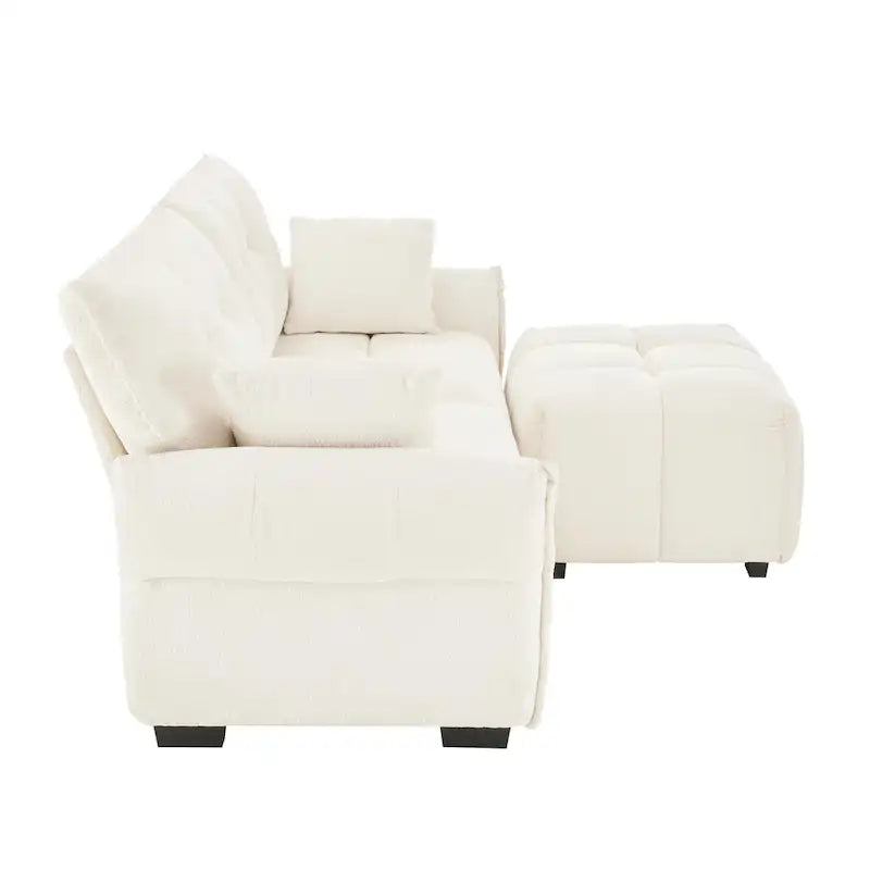 Canapé 2 places en chenille 78,7 avec ottoman, design minimaliste et coussins haute résilience