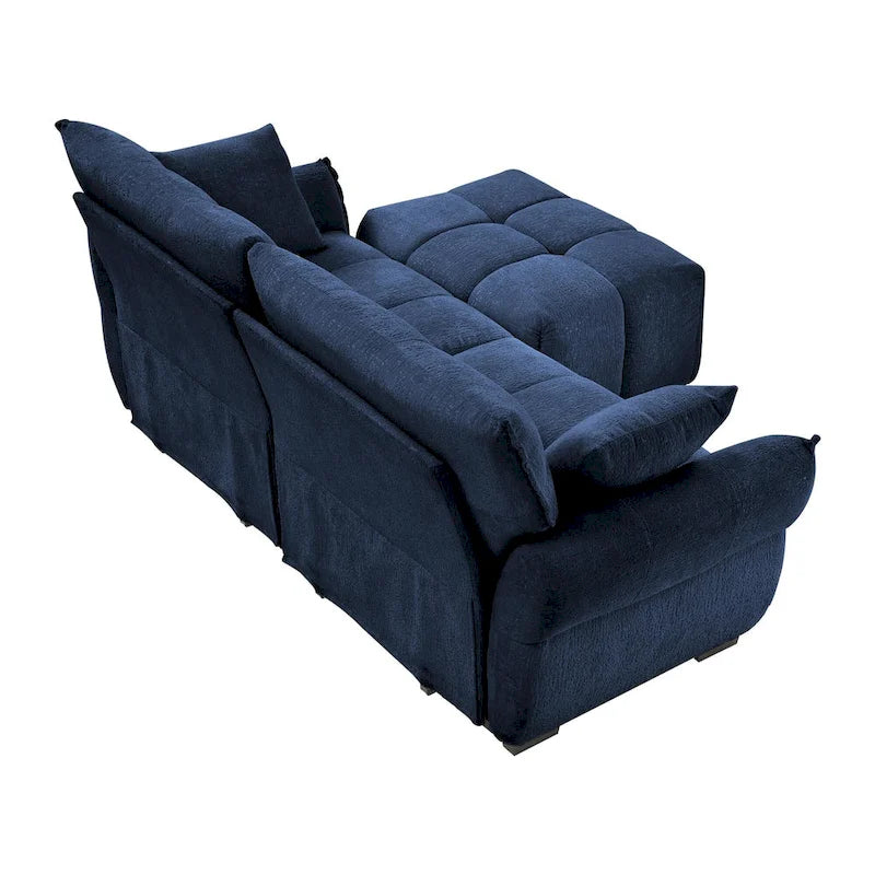 Canapé 2 places en chenille 78,7 avec ottoman, design minimaliste et coussins haute résilience