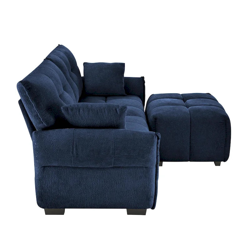 Canapé 2 places en chenille 78,7 avec ottoman, design minimaliste et coussins haute résilience