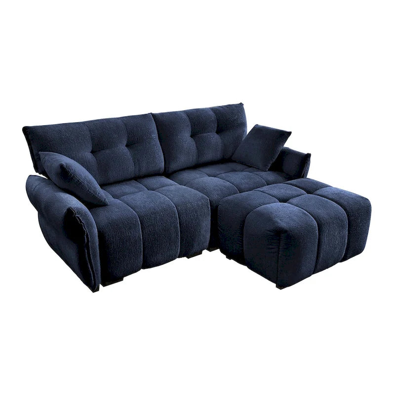 Canapé 2 places en chenille 78,7 avec ottoman, design minimaliste et coussins haute résilience