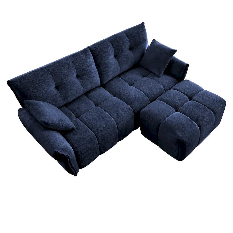 Canapé 2 places en chenille 78,7 avec ottoman, design minimaliste et coussins haute résilience
