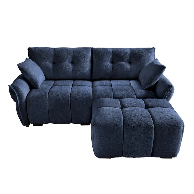 Canapé 2 places en chenille 78,7 avec ottoman, design minimaliste et coussins haute résilience