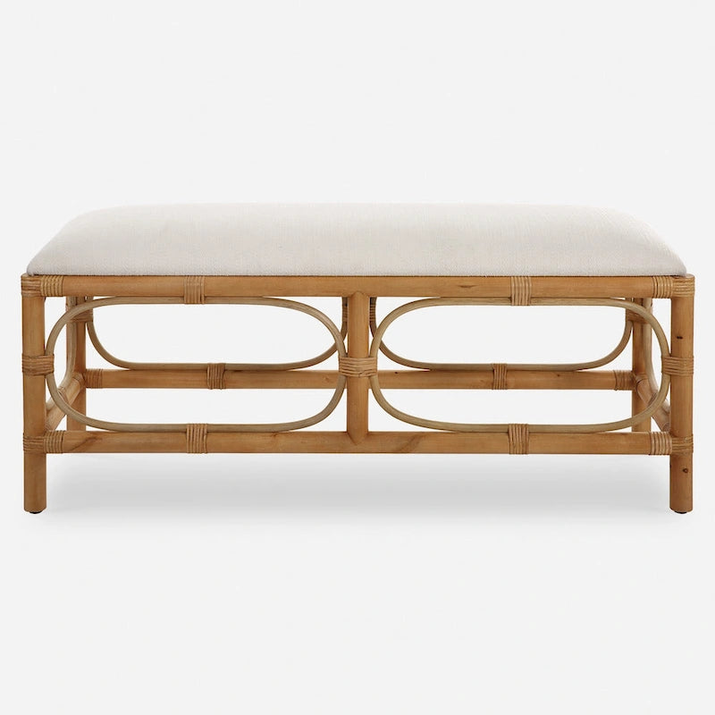 Banc rectangulaire en rotin tressé - 48