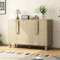 Buffet 4 portes avec rangement, buffet en bois avec poignées incurvées uniques et étagères réglables