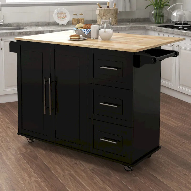 Îlot de cuisine avec étagère à épices (tabourets non inclus)