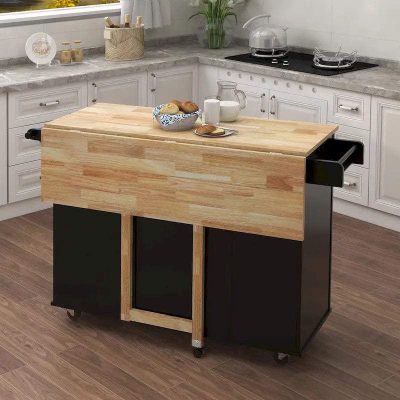 Îlot de cuisine avec étagère à épices (tabourets non inclus)