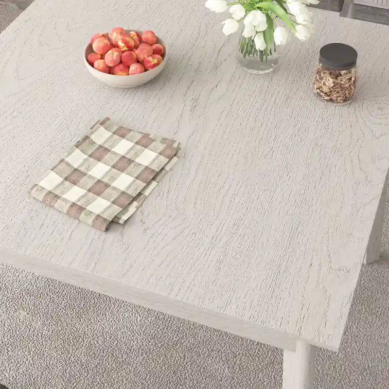 Table à manger carrée rustique en bois massif pour 2 à 4 personnes, finition grise