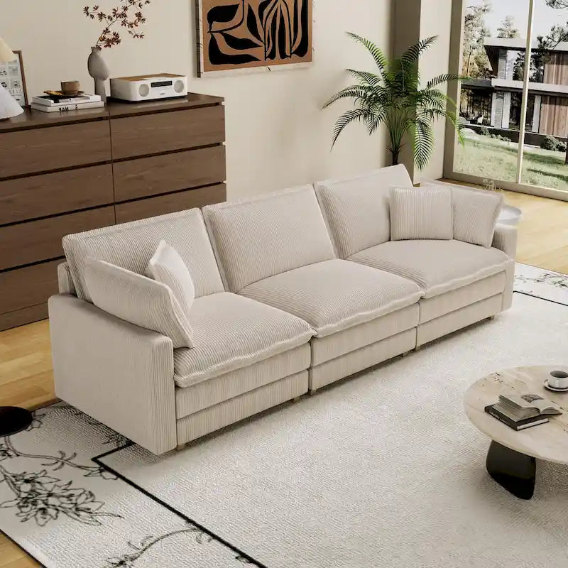 103 Canapé 4 places classique moderne avec assise profonde et 4 coussins