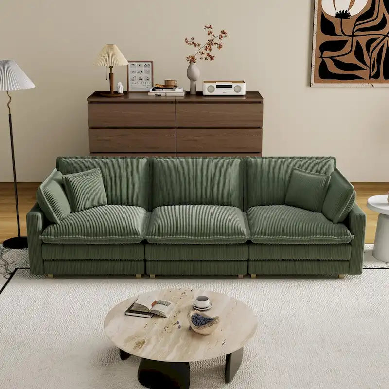 103 Canapé 4 places classique moderne avec assise profonde et 4 coussins