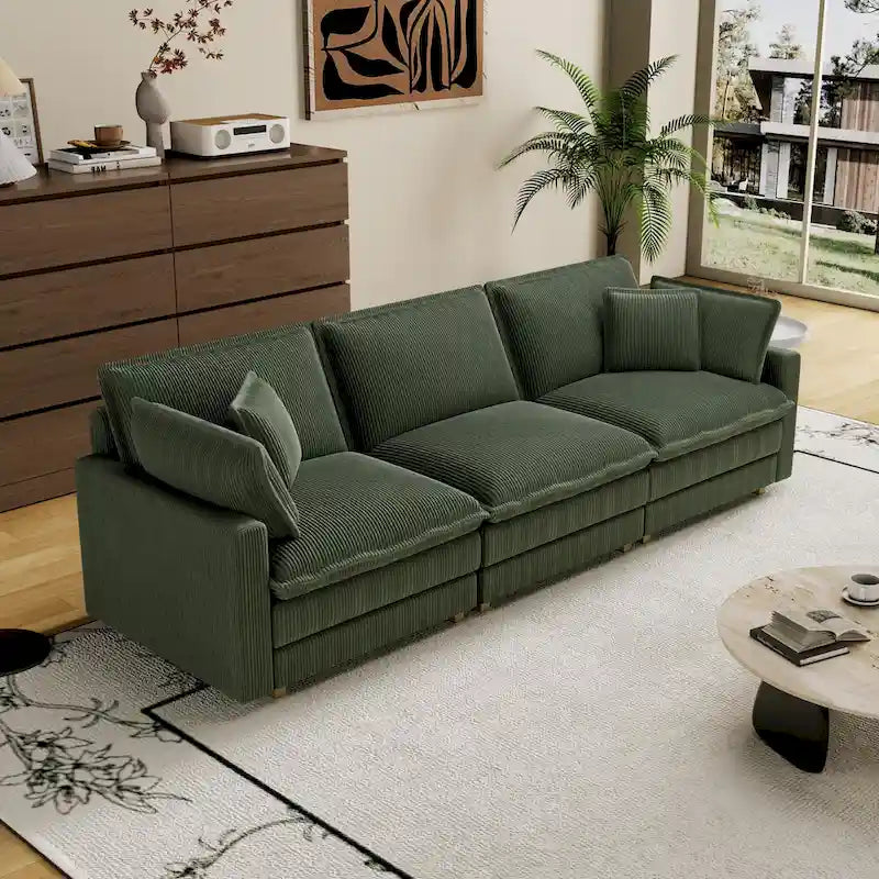 103 Canapé 4 places classique moderne avec assise profonde et 4 coussins