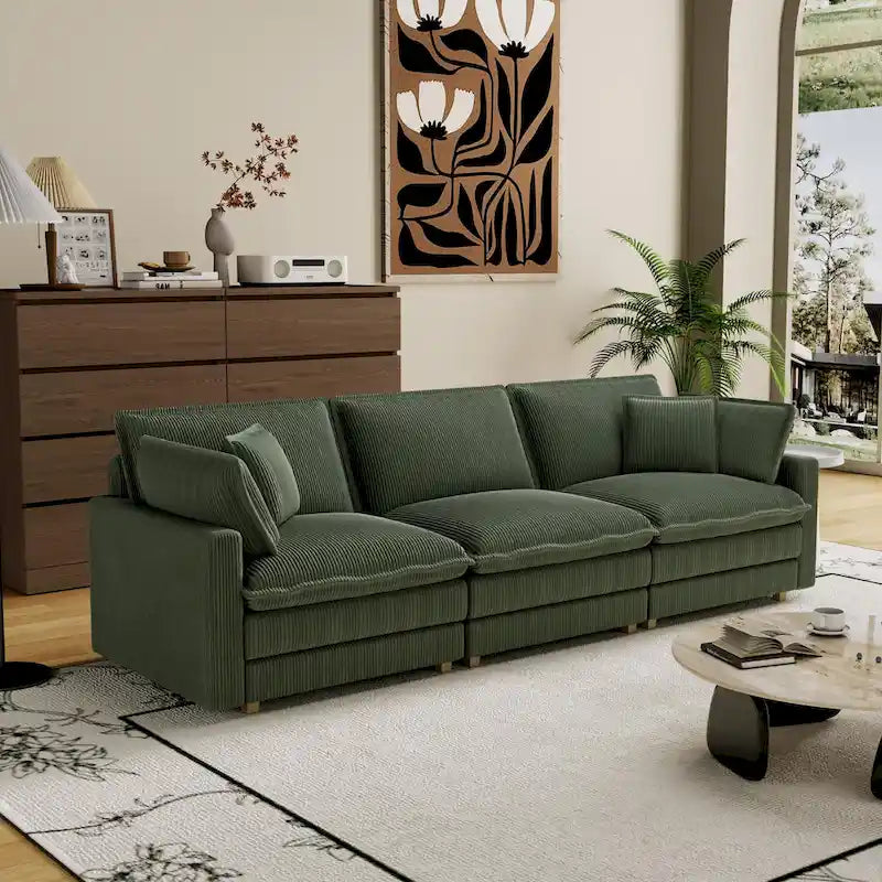 103 Canapé 4 places classique moderne avec assise profonde et 4 coussins