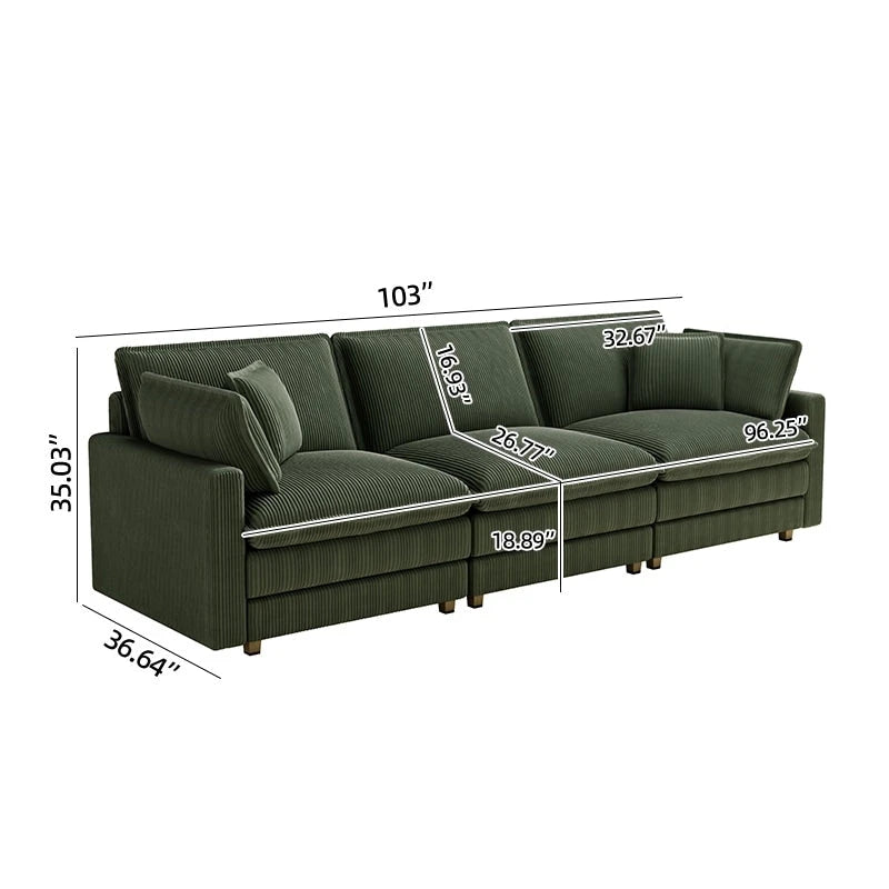 103 Canapé 4 places classique moderne avec assise profonde et 4 coussins