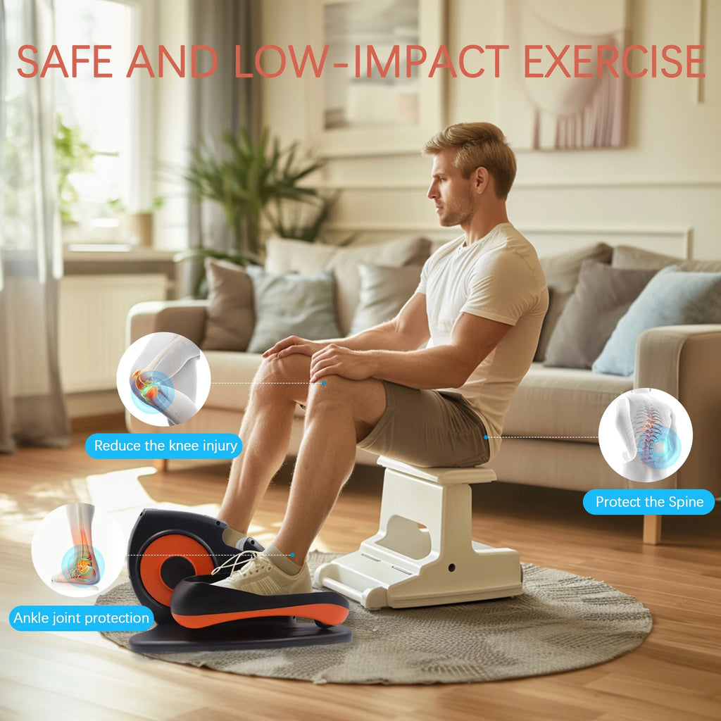 Vélo elliptique de bureau, appareil elliptique pour jambes avec 10 vitesses réglables utilisable assis pour seniors et adultes, appareil elliptique compact Pro entièrement assemblé pour l’exercice des jambes avec télécommande