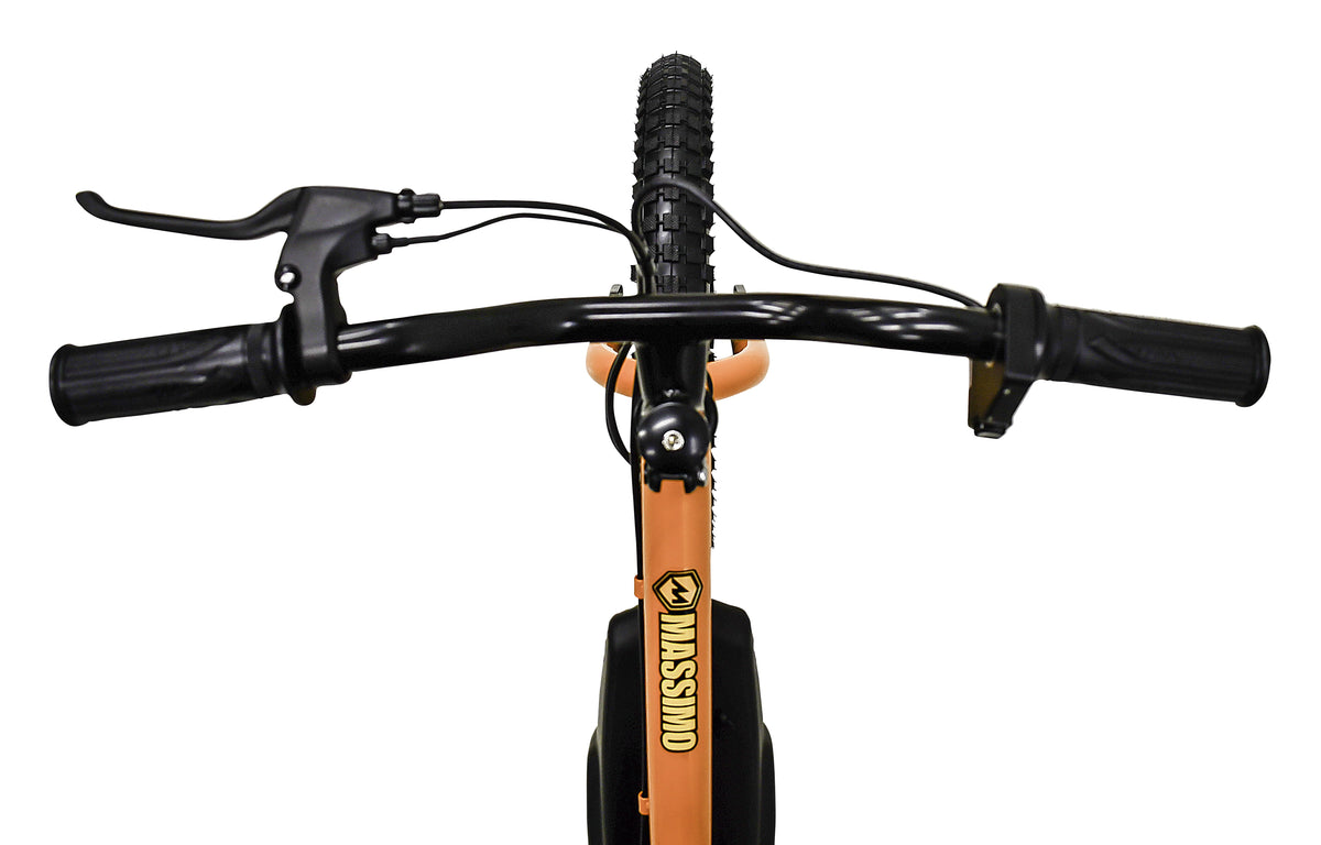 Vélo d’équilibre électrique Massimo E13 24 V | Hauteur de selle : 18 à 22 po, à batterie, pour les enfants de 5 ans et plus (jaune)