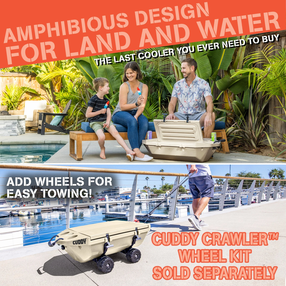 Cuddy Glacière Flottante et Rangement Sec pour Bateau - 40QT - Conception Rigide Amphibie, Marine