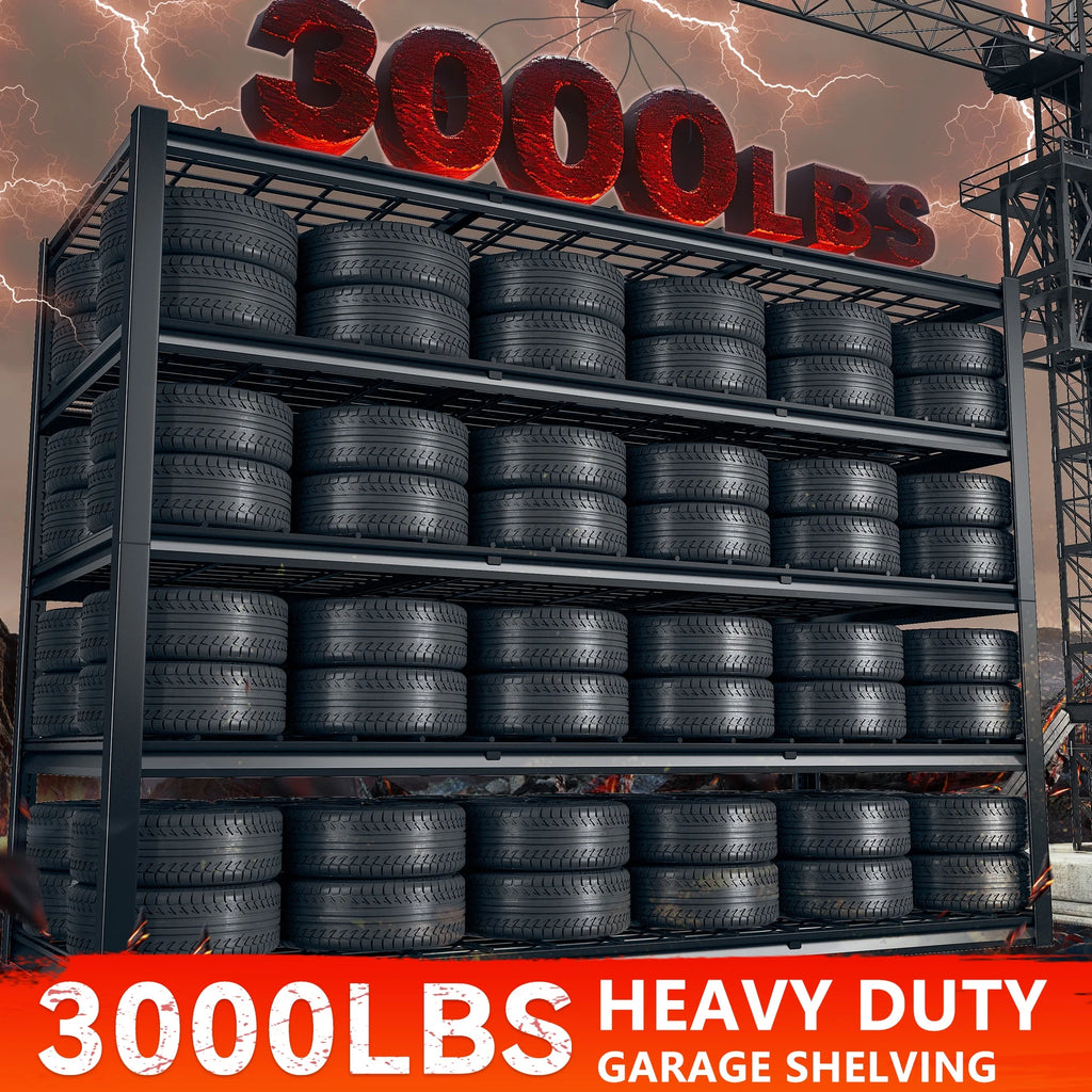 Étagères de garage REIBII 60 po, capacité de 3 000 lb, étagères de rangement robustes et réglables à 5 niveaux, rayonnage métallique, 60 po l x 24 po P x 72 po H