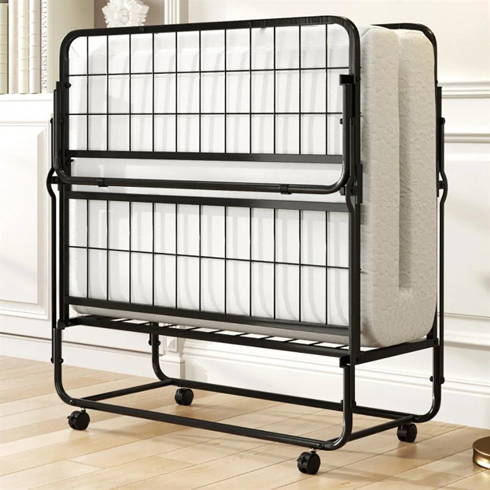 Lit pliant 1 place Kepooman avec matelas en mousse à mémoire de forme et cadre en métal robuste