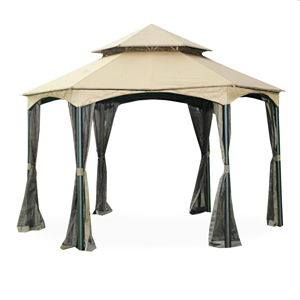 Ensemble de remplacement de toit et moustiquaires latérales Garden Winds pour tonnelle hexagonale South Bay - Riplock 350