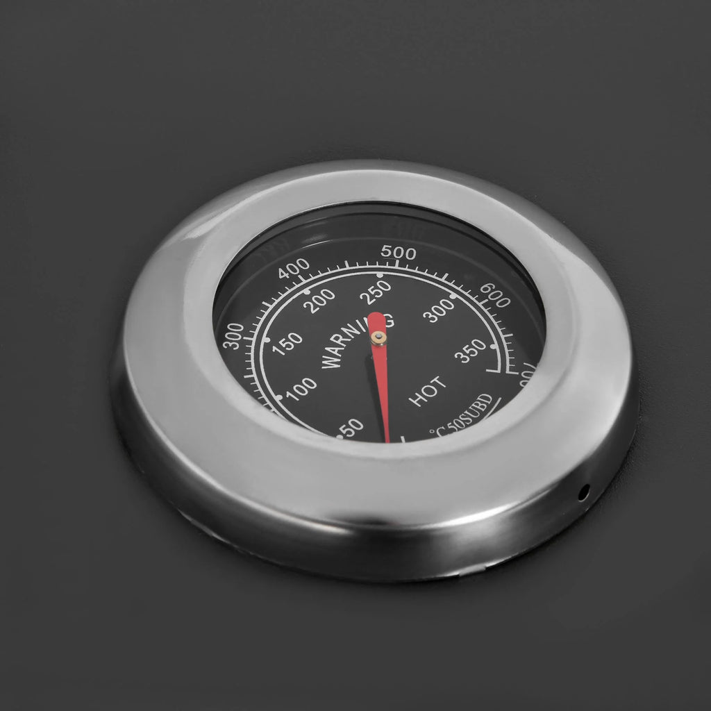 Barbecue à charbon portable Outsunny, en acier inoxydable, avec thermomètre et brûleur latéral, gris