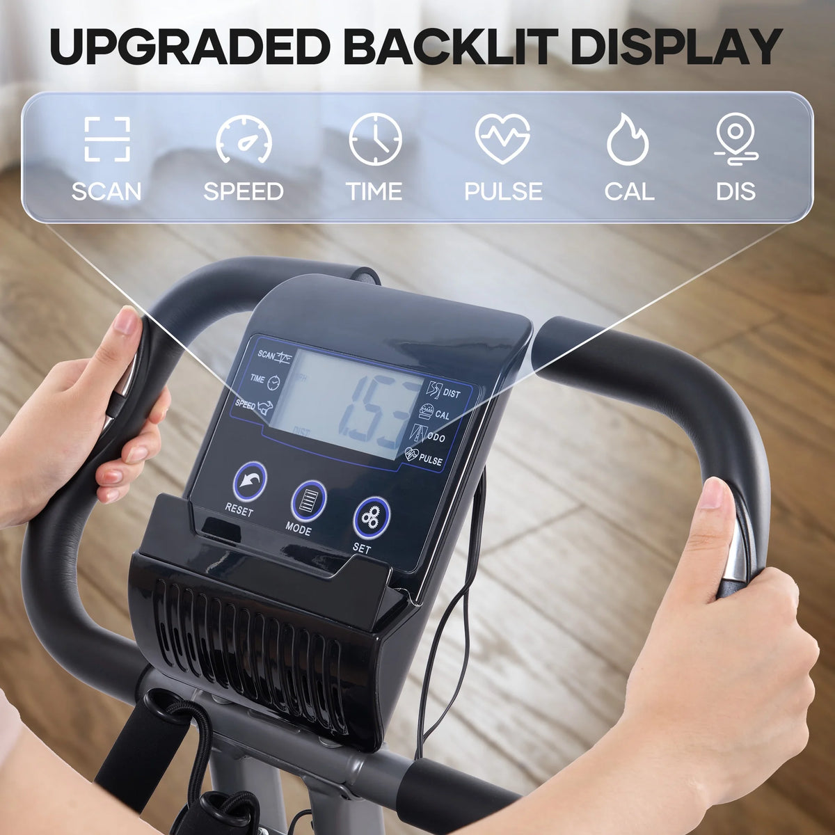 Vélo d’appartement pliable à charges magnétiques, avec capteur de fréquence cardiaque et écran LCD, idéal pour le cyclisme d’intérieur à domicile
