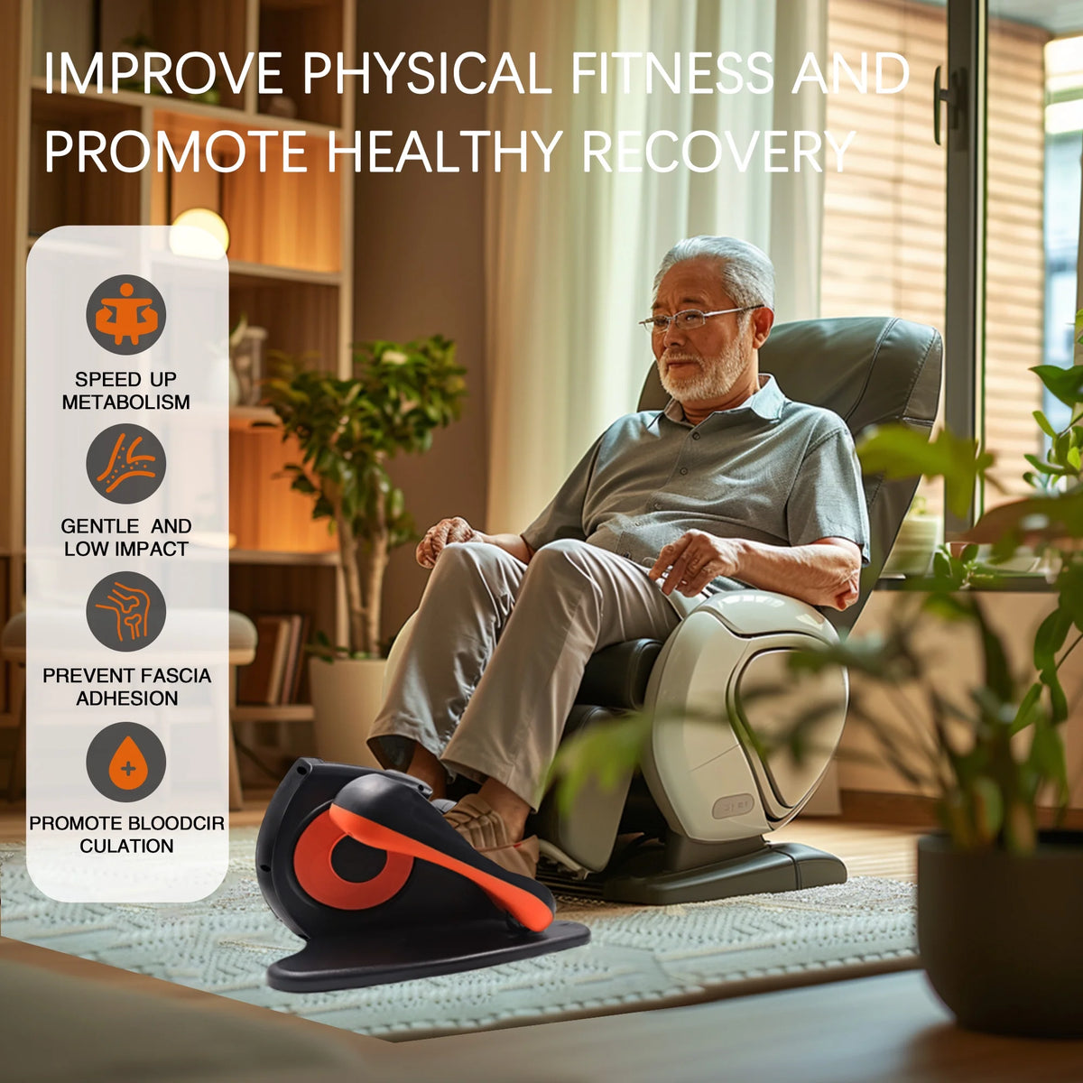 Vélo elliptique de bureau, appareil elliptique pour jambes avec 10 vitesses réglables utilisable assis pour seniors et adultes, appareil elliptique compact Pro entièrement assemblé pour l’exercice des jambes avec télécommande