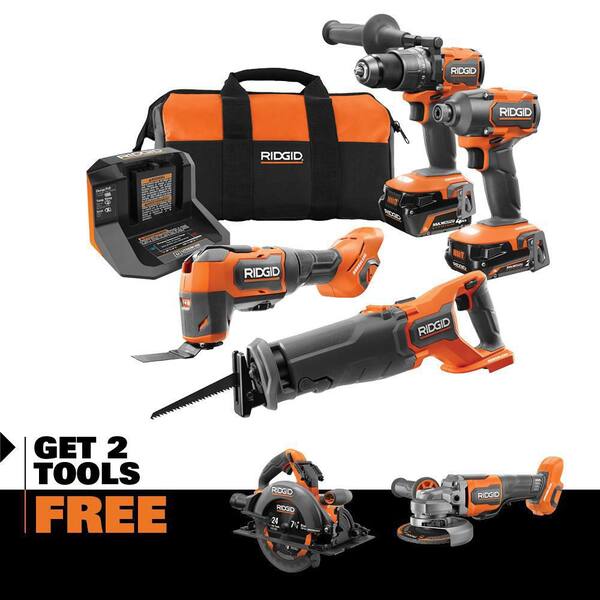 Kit combiné sans fil 18 V sans balais de 4 outils avec scie circulaire 18 V sans balais de 7-1/4 po, meuleuse d’angle 18 V sans balais de 4-1/2 po