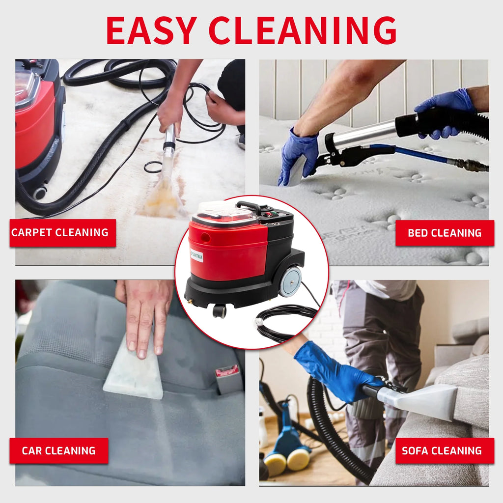 Machine à nettoyer par extraction pour tapis et tissus d’ameublement, moteur puissant de 1,07 CV, réservoir de 3,7 gal