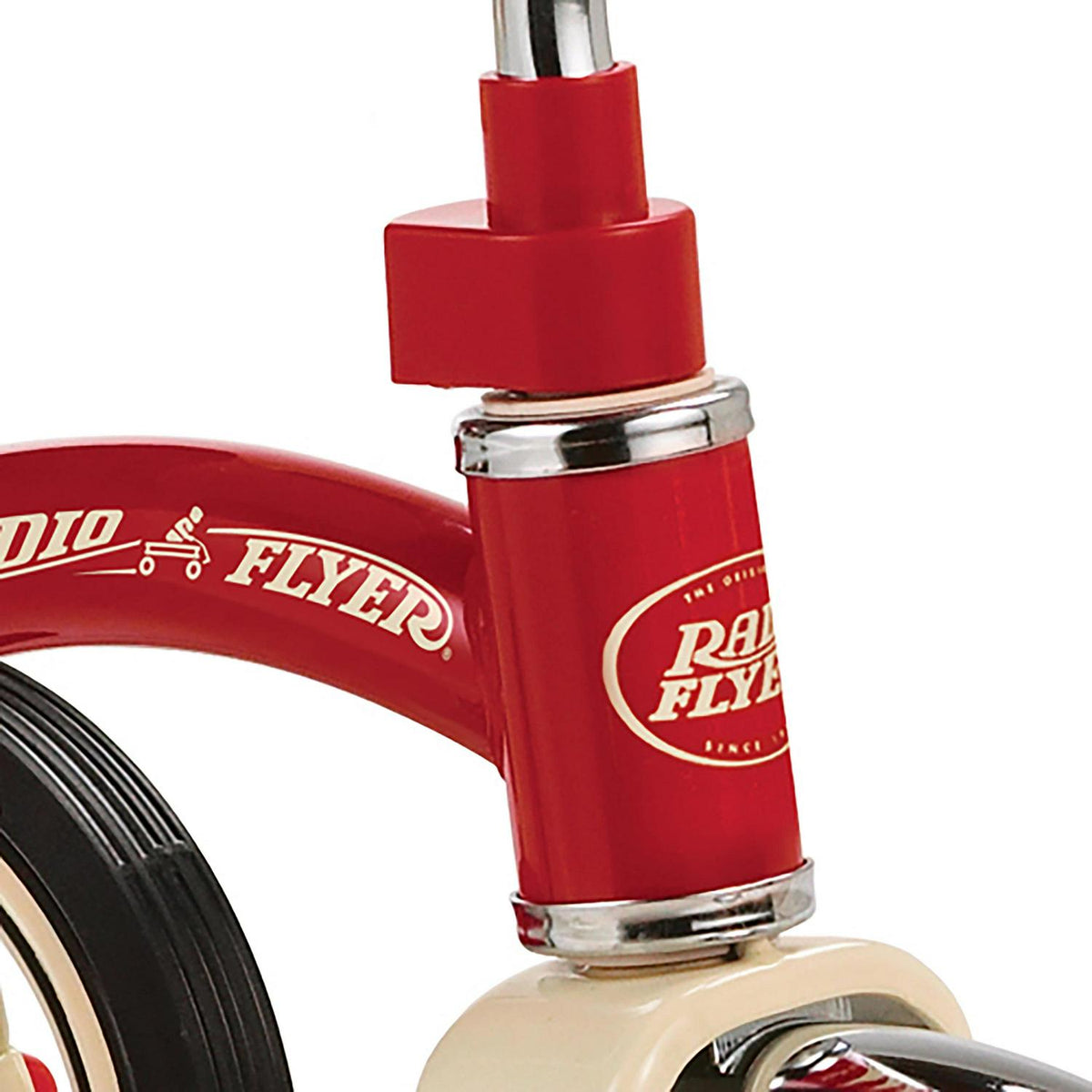 Radio Flyer. Tricycle classique rouge à double guidon. Roue avant de 12 po. Rouge