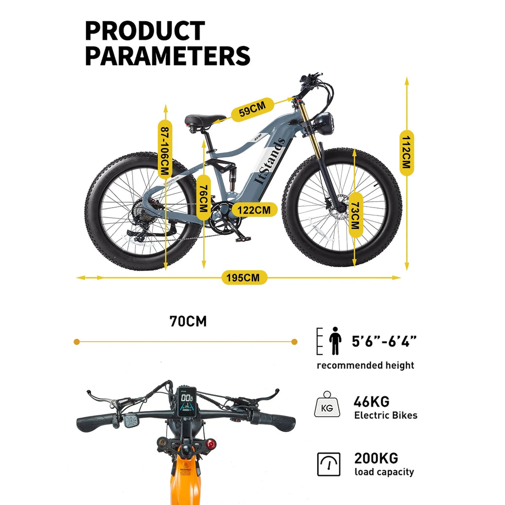 Dual Motors AWD 2000W Electric Bike for Adult 26'', UL2849 48V 60AH Removable Battery E-mountain bike 4'' Fat Tire up to 35MPH&200Miles Long Range Off Road Ebike Beach Dual Hydraulic&Brakes E-Bicycle