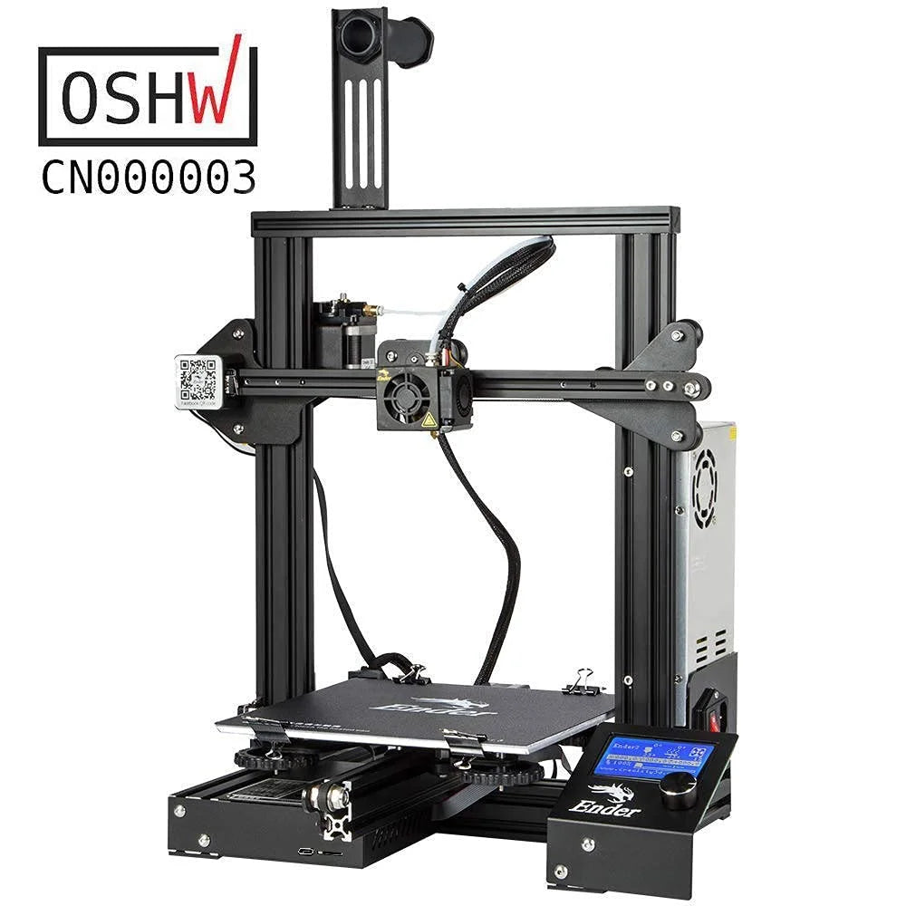 Imprimante 3D Creality Ender 3 entièrement open source avec fonction de reprise d'impression, volume d'impression 220 x 220 x 250 mm, aluminium noir
