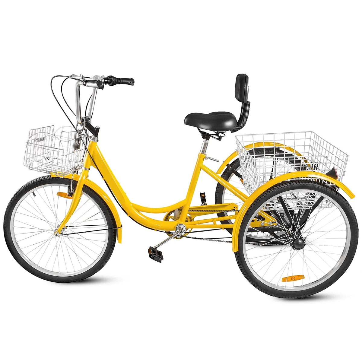 VEVOR Tricycle pour adulte 24 pouces Vélo à trois roues Vélo de balade 7 vitesses ,Tricycle avec siège réglable avec sonnette, système de freinage et panier Vélo de balade taille pour les courses