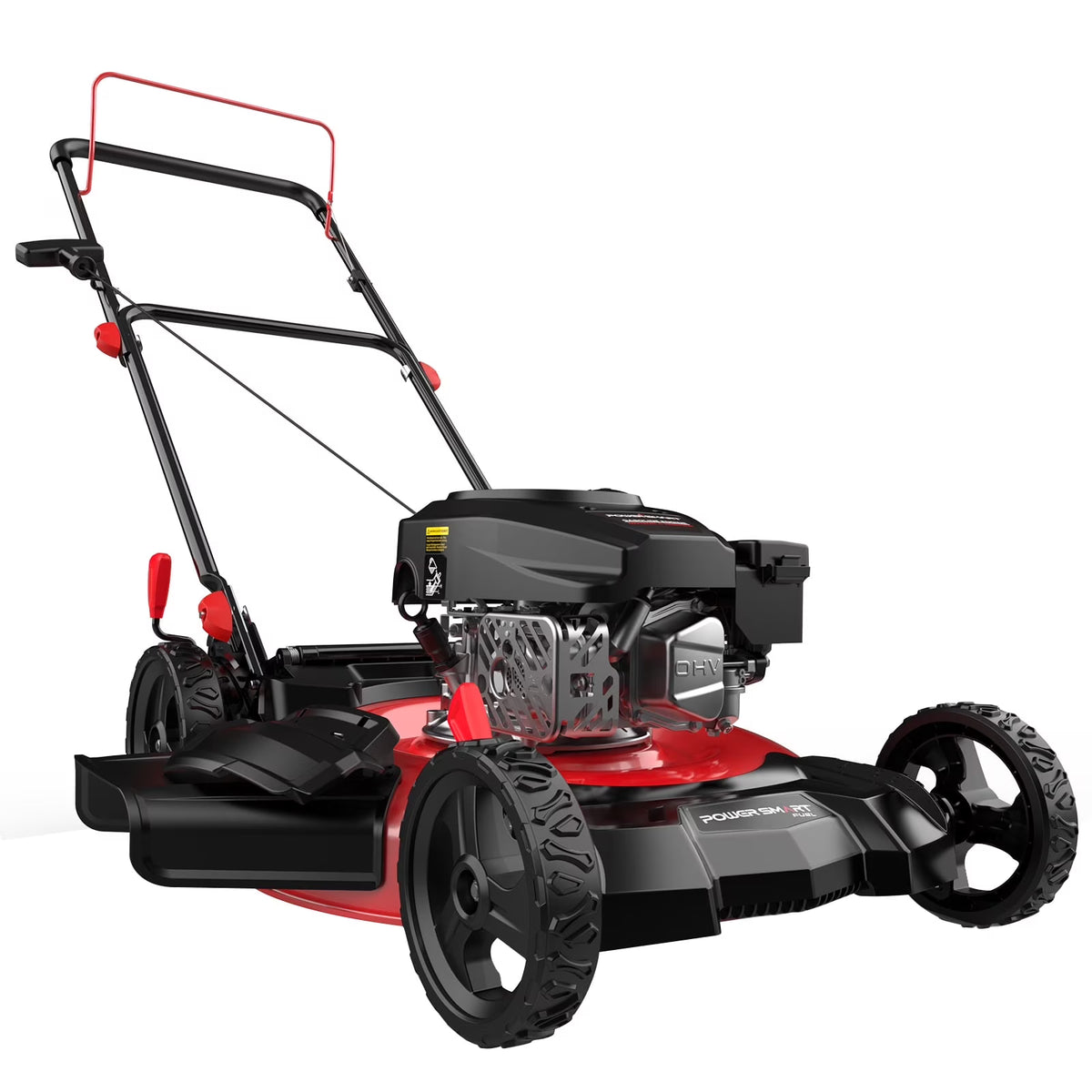 Tondeuse à gazon thermique PowerSmart, 21 pouces, 144 cc, 2-en-1, tondeuse autotractée à poussée avec éjection latérale