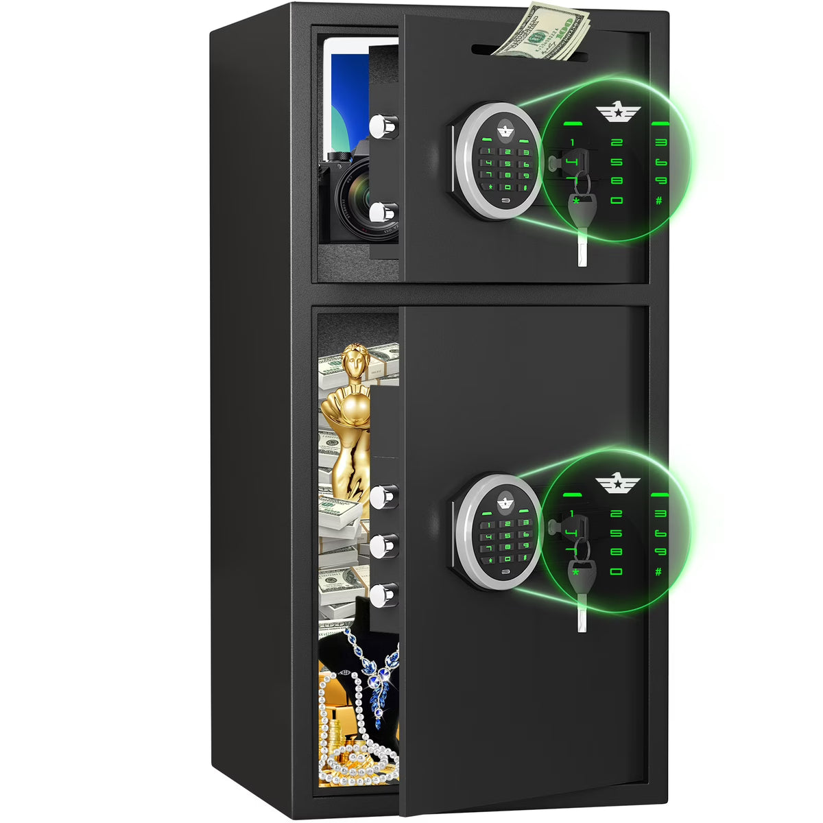 Silkight Safe - Coffre-fort domestique de 6,0 pi³ - Coffre-fort ignifugé à dépôt avec clavier rétroéclairé et système d'alarme pour la sécurité de l'argent à la maison et en entreprise