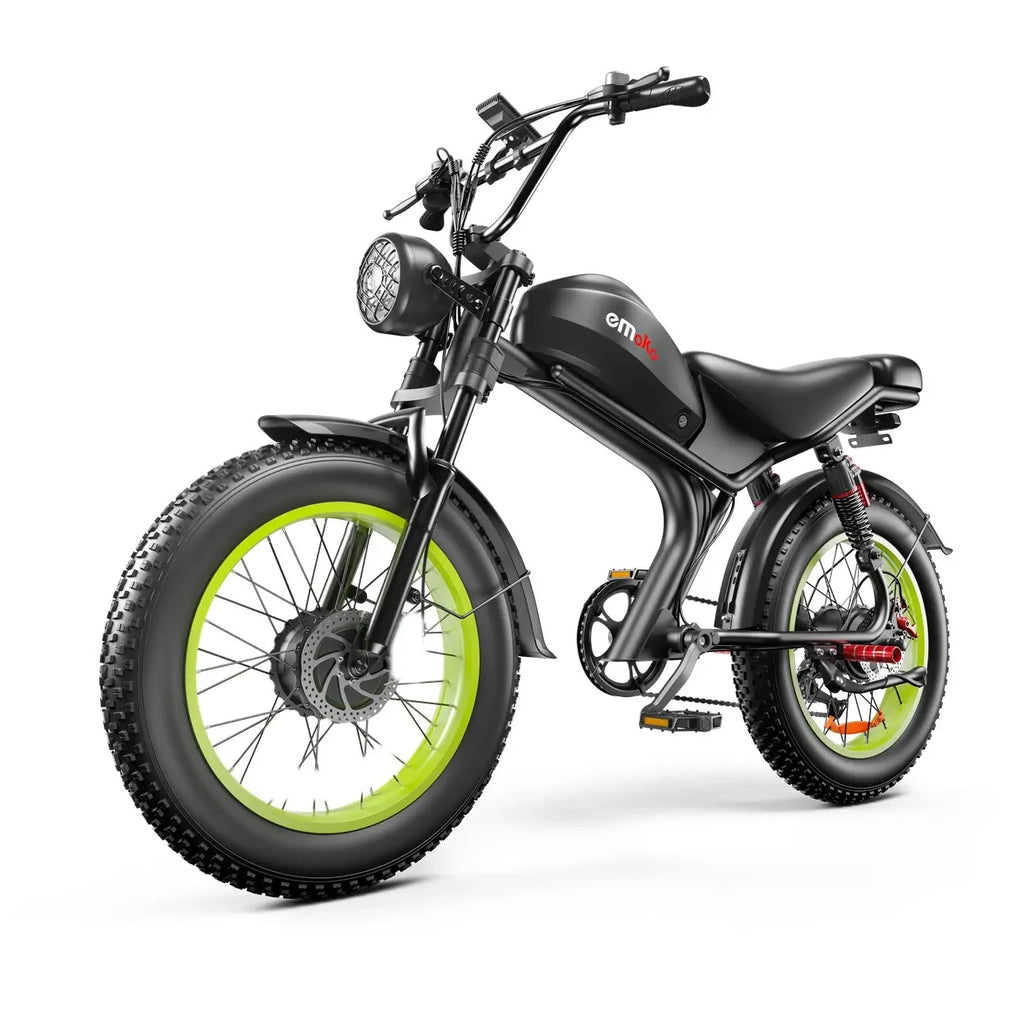 Vélo électrique EMOKO C93 - Double moteur 2000 W - Batterie amovible 23 Ah - Jusqu'à 100 km d'autonomie - Vitesses Shimano à 7 rapports - Frein hydraulique - Roues de 20 pouces, couleur bleue