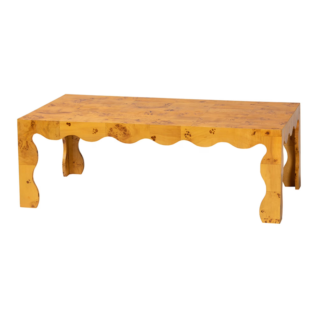 Table basse moderne et contemporaine en bois de loupe naturel véritable bali & pari Huxley