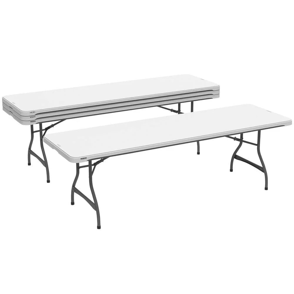Lot de 4 tables pliantes empilables commerciales Lifetime, 8 pieds - Blanc (80344)