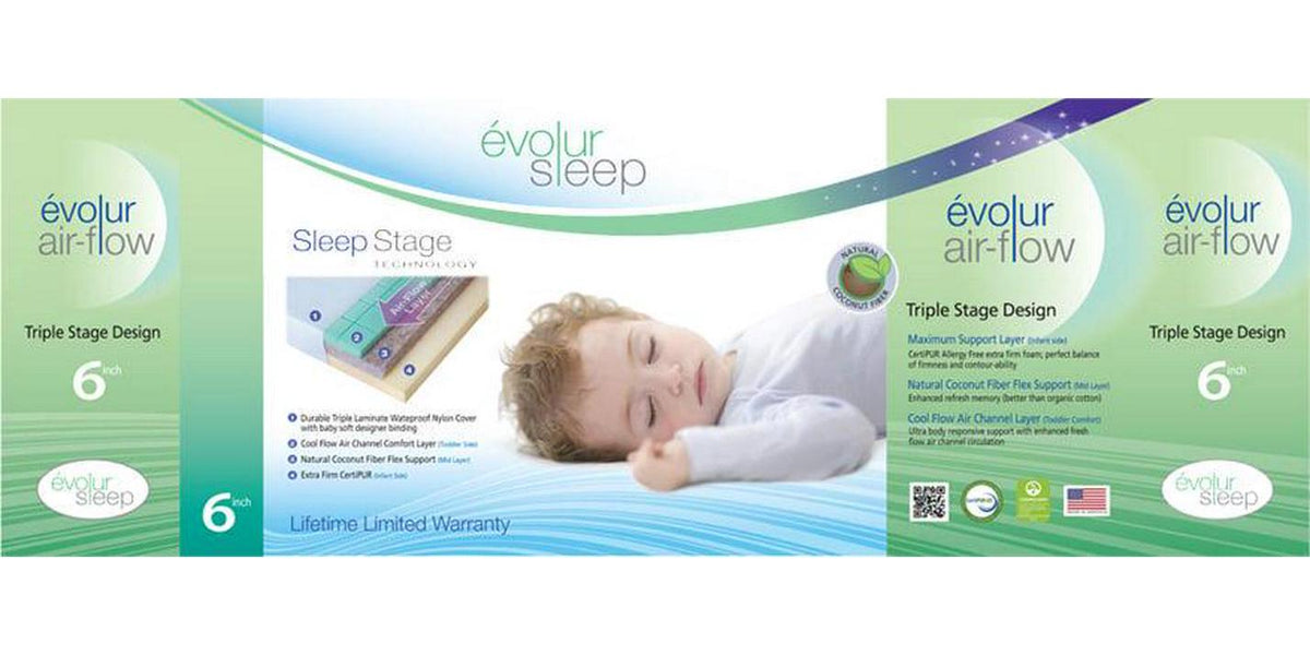 Matelas Evolur Sleep à triple flux d’air pour lit bébé et lit enfant