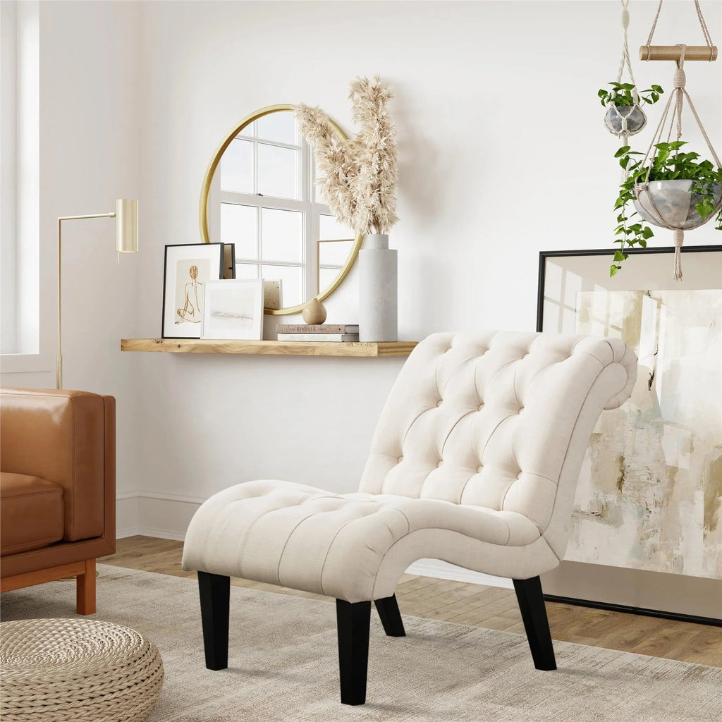 Fauteuil d'appoint rembourré Andeworld pour chambre et salon, fauteuil de détente avec pieds en bois, tissu crème