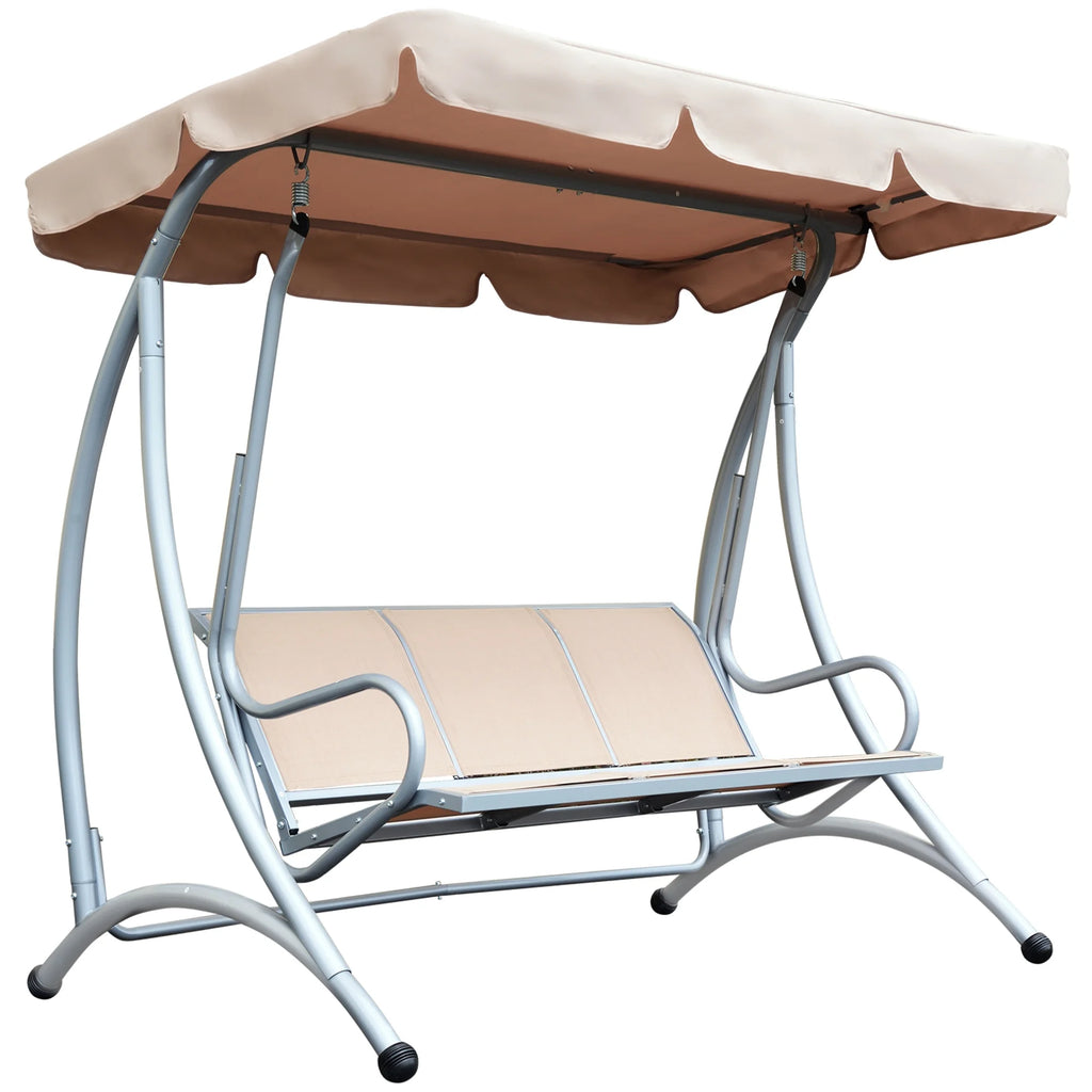 Balancelle de jardin Outsunny pour 3 personnes, balancelle de terrasse avec support et auvent réglable, banc-balancelle d'extérieur robuste pour adultes, noir