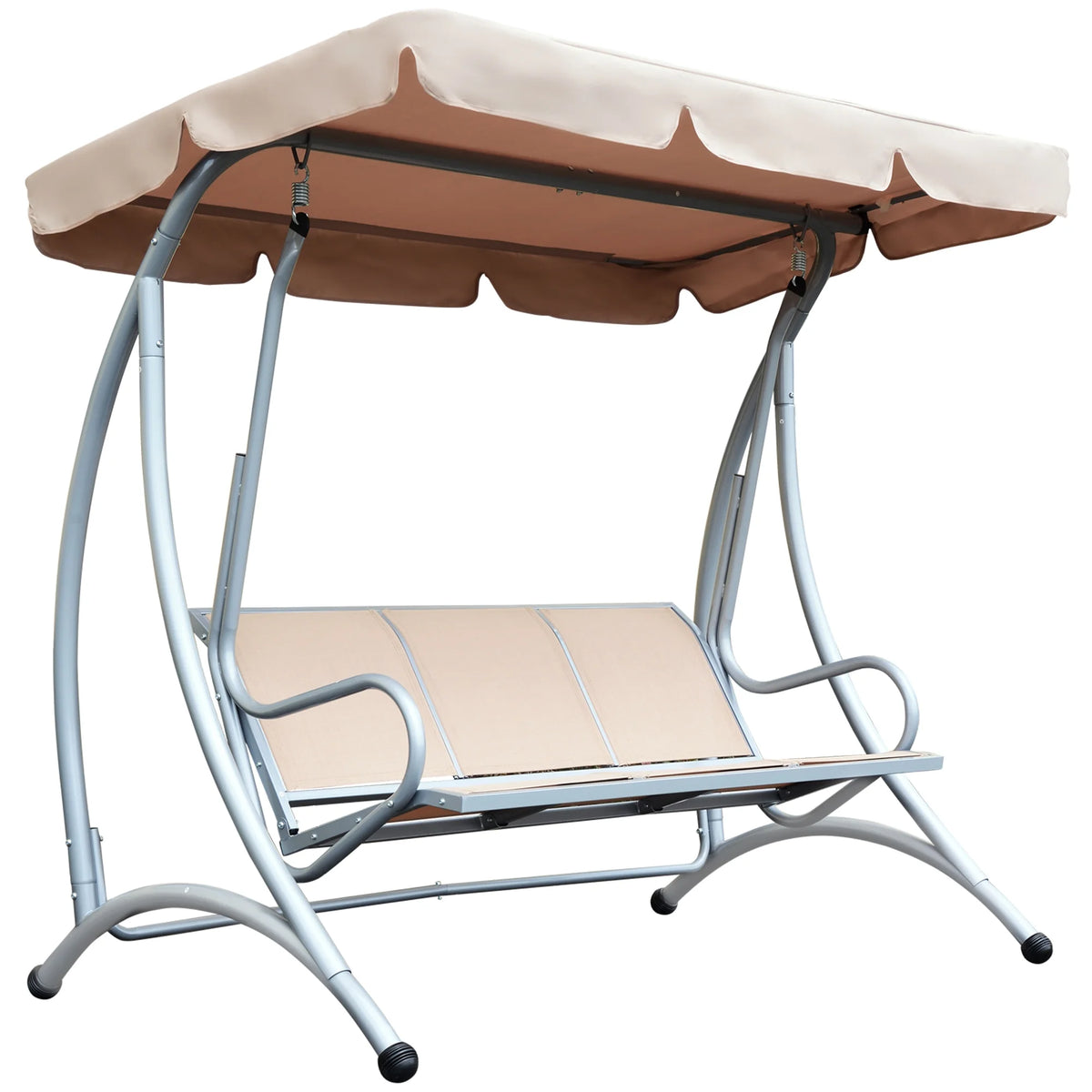 Balancelle de jardin Outsunny pour 3 personnes, balancelle de terrasse avec support et auvent réglable, banc-balancelle d'extérieur robuste pour adultes, noir