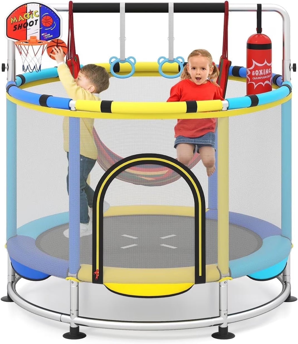 OLAKIDS 55 Trampoline pour enfants Filet de protection Robuste pour Garçons Filles Extérieur Intérieur