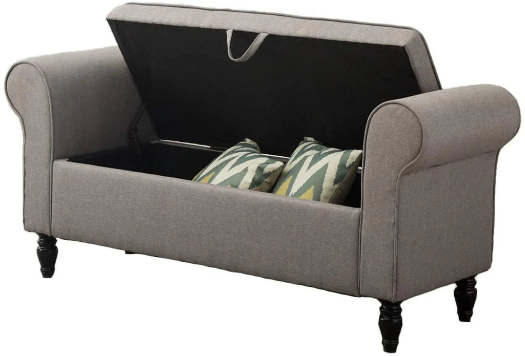Banc coffre Andeworld avec accoudoirs, causeuse rembourrée pour chambre ou salon, gris