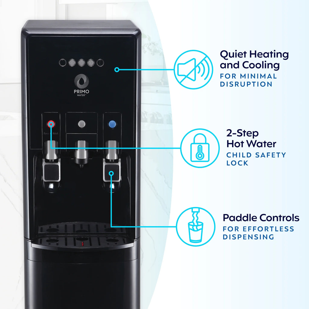 Primo Water? Distributeur d’eau Pro 2 à température contrôlée avec chargement par le bas et machine à café à dosettes individuelles, noir