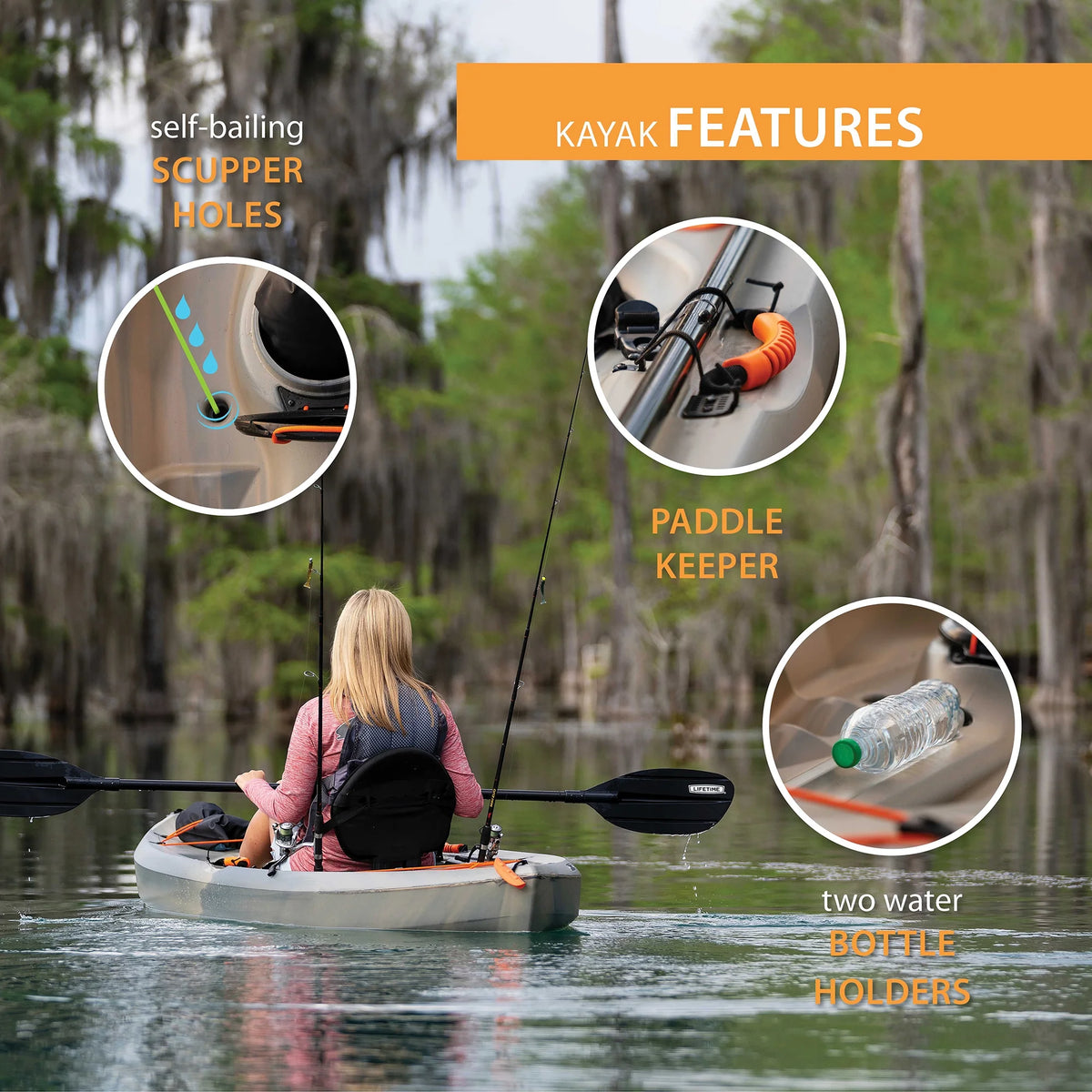 Kayak de pêche Lifetime Tamarack Angler 10 pi, Volcano Fusion (91340)