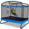 GIKPAL Trampoline pour enfants 3-en-1 avec balançoire, trampoline rectangulaire de 6 pieds pour tout-petits, intérieur/extérieur pour les 3 à 8 ans, tapis de saut robuste pour jouer dans le jardin, bleu